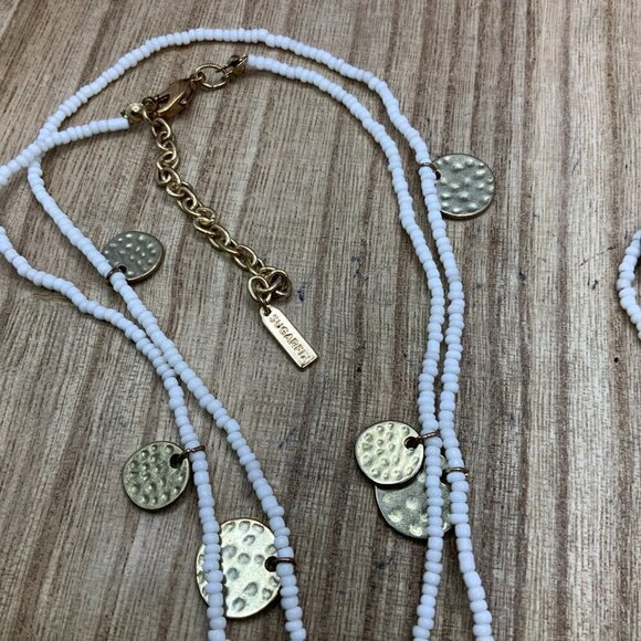 Sugarfix by BaubleBar White Seed Bead with Gold Tone Disc Necklace - Picture 9 of 9